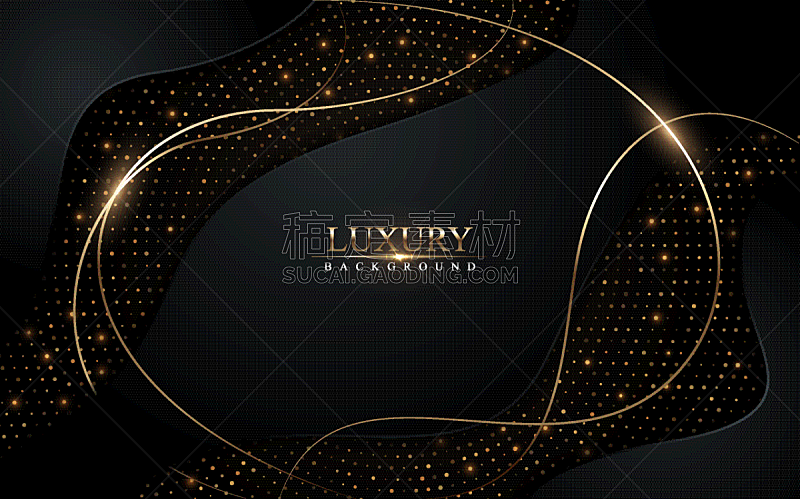 abstract dark luxury with gold glowing lines and