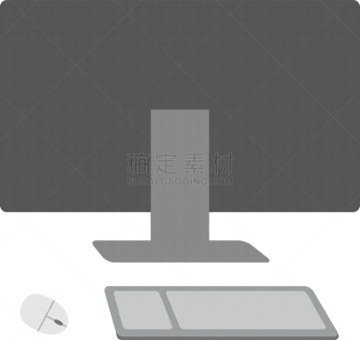 绘画插图,台式个人电脑,简单,显示器,正面视角,动物躯干,可爱的,商务,计算机,剪影