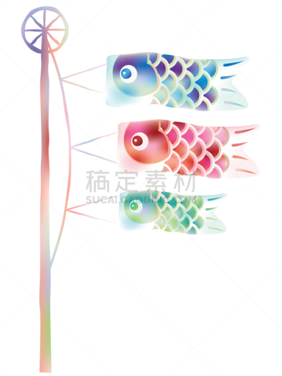 水彩画,鲤鱼,横幅,时尚,鲤鱼旗,分离着色,男孩,可爱的,白色,白昼