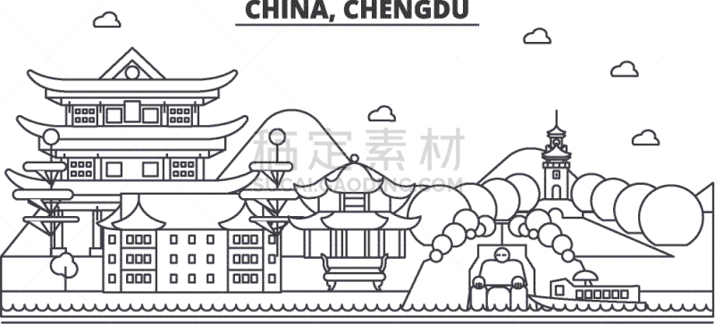 建筑,城市天际线,成都,分界线,亚洲,夜晚,传统,名声