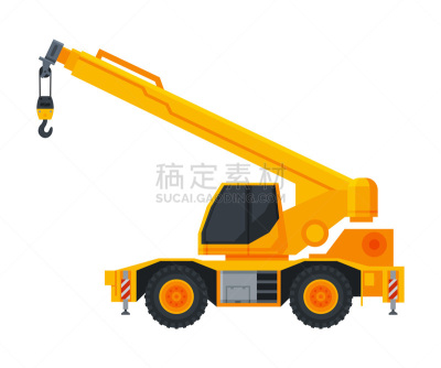 建筑施工机器,侧面视角,矢量,绘画插图,重的,平坦的,个性,商务,运输,服务