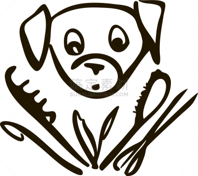 可爱的,狗,线条画,绘画插图,动物头,纯种犬,梗犬,动物,头发,品牌名称