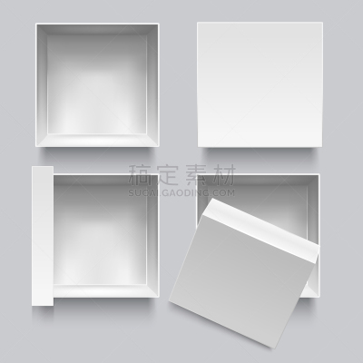 realistic detailed 3d white blank top view box