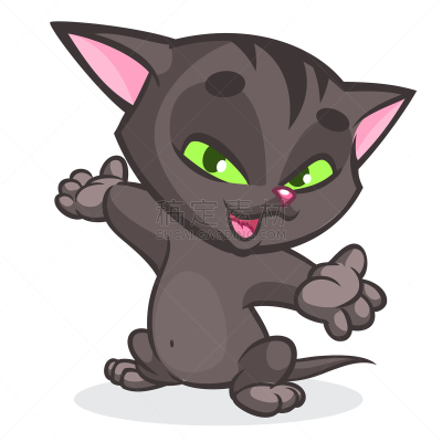 幽默,卡通,可爱的,矢量,绘画插图,猫,曼彻堪猫,沙尔特勒猫,从容态度,坐