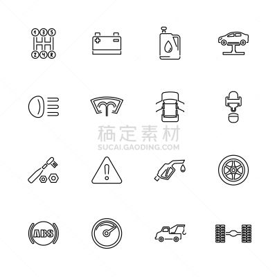 汽车,矢量,计算机图标,平坦的,刹车,前灯,计算机,技术,加油站,细的