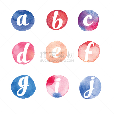 圆形,水彩画,字母,字母表次序,信函,现代,涂料,装饰物,形状,儿童