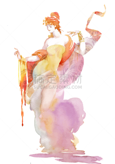 肖像,水彩画,女性,白色,华丽的,唇膏,图像,嘴唇,女人,自然美