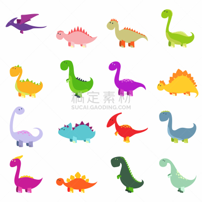 可爱的,绘画插图,矢量,恐龙,计算机图标,动画片,白垩系,三叠系,远古的,幽默