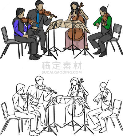 四重奏,进行中,音乐人,组物体,白色,分离着色,管弦乐队,音乐,爵士乐,人