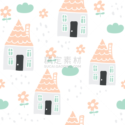 云,四方连续纹样,地形,夏天,绿色,纸,式样,可爱的,旅途,旅行