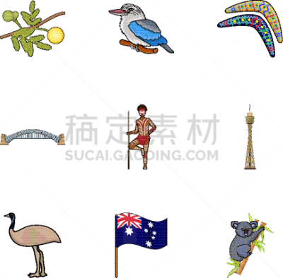 蜘蛛网,澳大利亚,图标,分离着色,国内著名景点,符号,电视机,土著人,鸟类