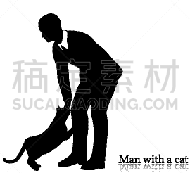 猫,男商人,分离着色,轮廓,宠物,商务,男人,摆拍,剪影,爱