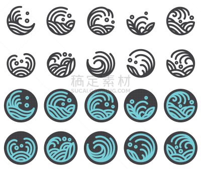 波浪,品牌名称,式样,东方人,夏天,漩涡形,圆形,卷着的,布置