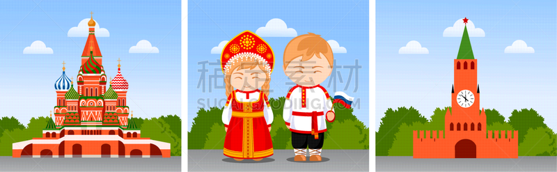 俄罗斯,传统,名声,家庭,莫斯科,蜘蛛网,沙拉芬传统服饰,小册子,问候