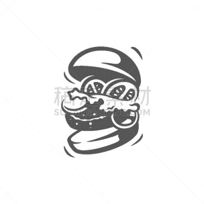分离着色,汉堡包,图标,白色背景,莴苣,面包,食品,模板,品牌名称,复古