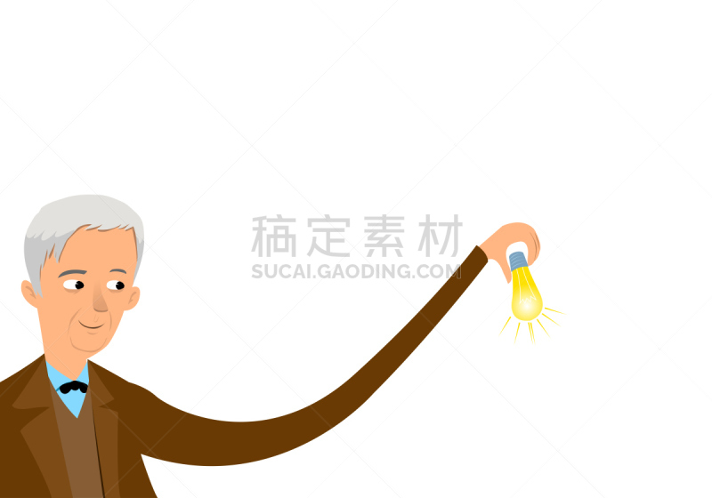 手,爱迪生,拿着,灯,可爱的,商务,背景分离,科学家,肖像,技术