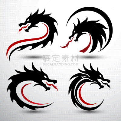 龙,分离着色,亚洲,创造力,商务,红色,火,设计