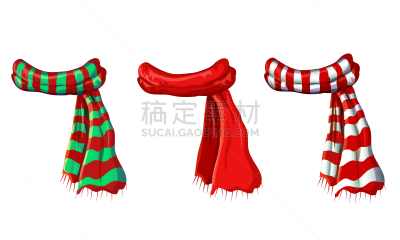 白色,红色,图标集,冬天,矢量,围巾,节日,绘画插图,卡通,时尚