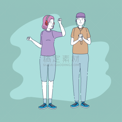 友谊,进行中,青年伴侣,音乐,男人,女人,性格,团队,听,相伴