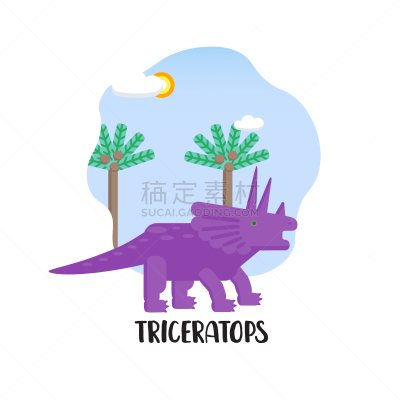 恐龙,三角龙,地形,贺卡,可爱的,过去,野生动物,已灭绝生物,侏罗纪,中生代