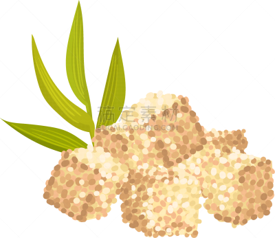 sugar cane green sprout with pile refined sugar