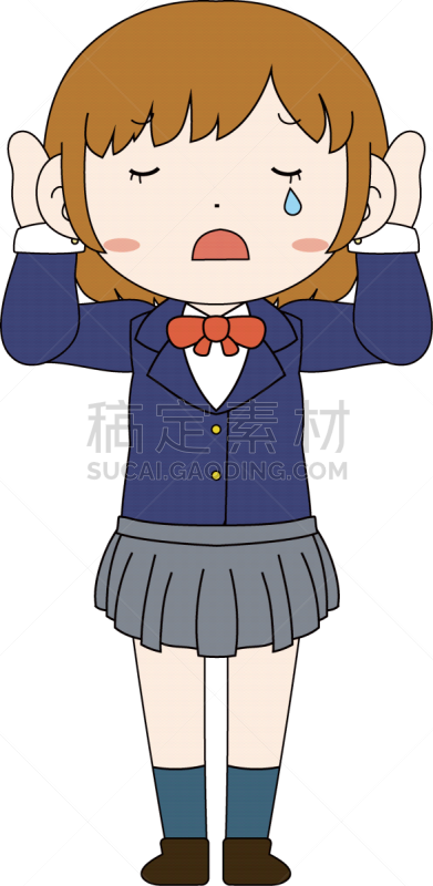 可爱的,女生,注视镜头,棕色头发,惊骇,一个人,引座员,女人,女高中生,面部表情