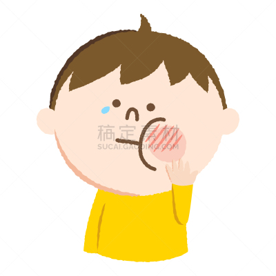 肿胀的,绘画插图,男孩,红色,脸颊,发型,可爱的,热,健康保健,龋齿