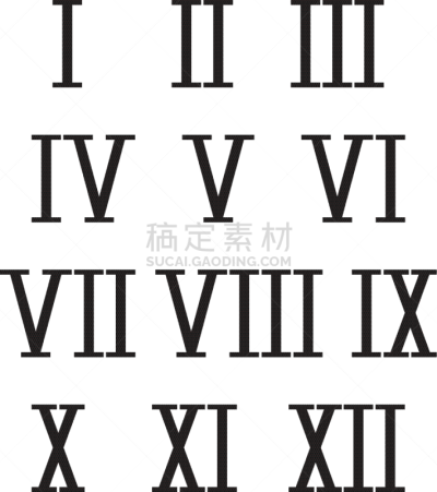 罗马数字,符号,黑色,分离着色,矢量,白色背景,图像,标志,数字