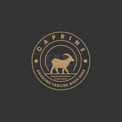 logo goat walking vintage badge