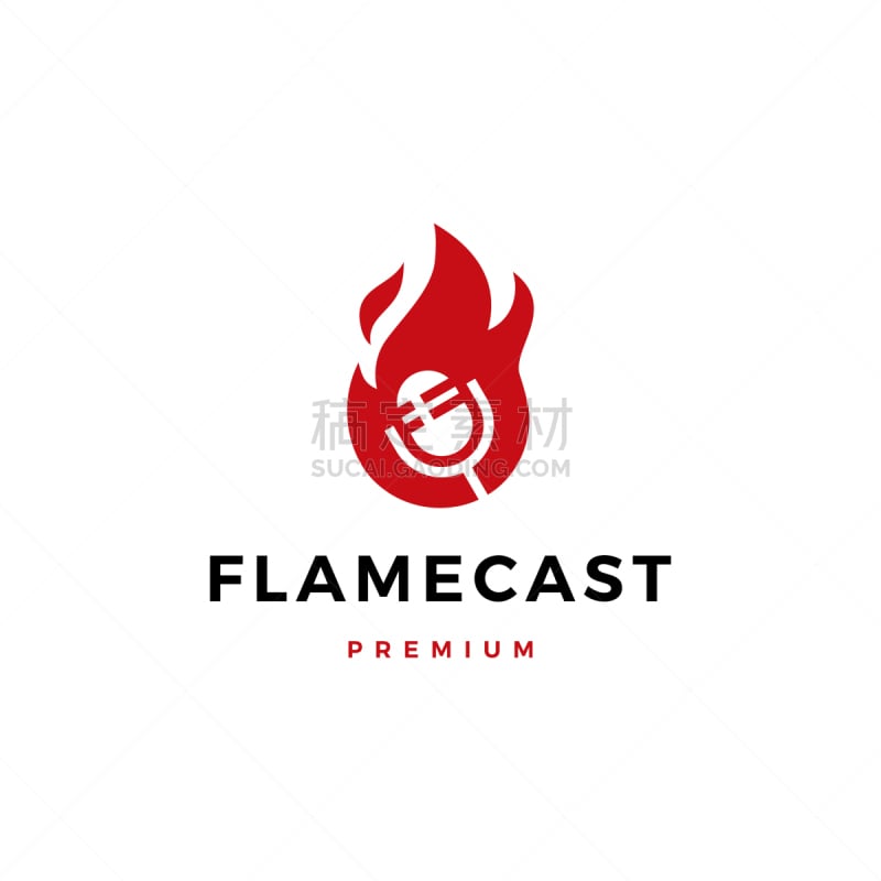 flame fire podcast mic logo icon