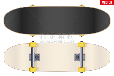 set classic skateboard isolated on white