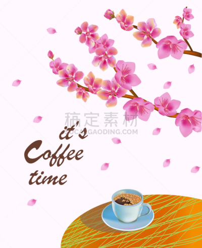 叶子,樱桃树,布告,春天,饮料,商务,热,菜单,咖啡,花