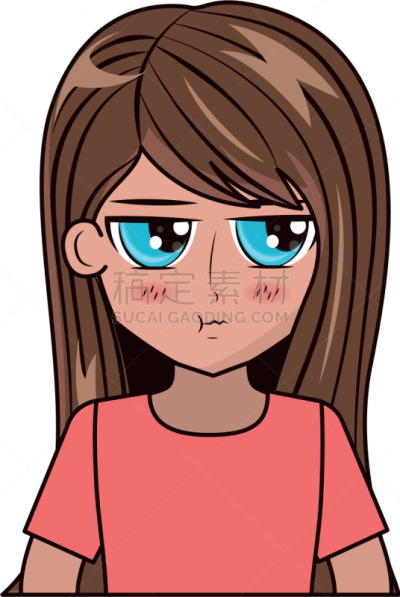 日本漫画风格,女孩,分离着色,可爱的,肖像,图像,可爱,自然美,性格,面部表情