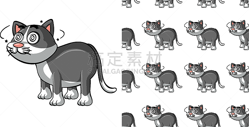 seamless background design with dizzy cat