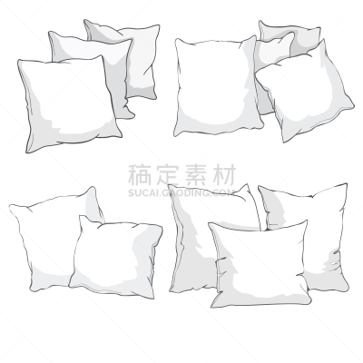 白色,分离着色,草图,枕头,轮廓,纺织品,潦草,自制的,柔和