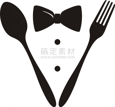 bow tie suit spoon fork knife restaurant logo
