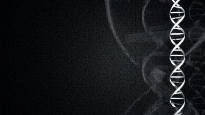 黑暗中的 图形DNA链，数字背景
