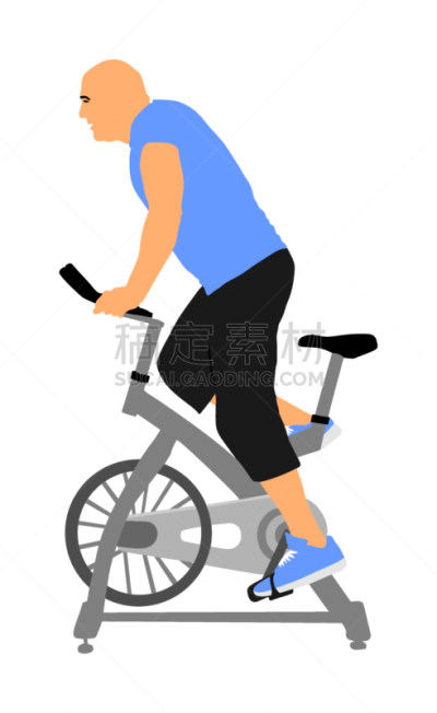 man work out on exercise bike biking in gym