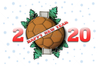 Happy new year 2020 and handball ball