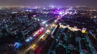 上海城市景观，延时， 