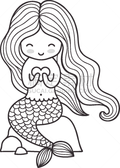 自然美,美人鱼,长发,可爱的,秘密,直的,公主,女人,坐