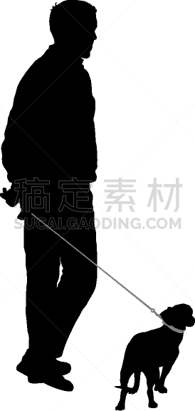 男人,狗,白色背景,分离着色,白色,人,纯种犬,梗犬,剪影,收集