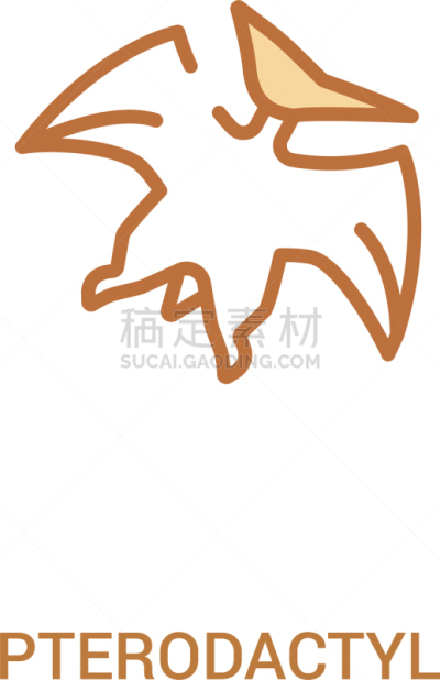 翼手龙,概念,线条,计算机图标,简单,两只动物,可爱的,野生动物,直的,侏罗纪