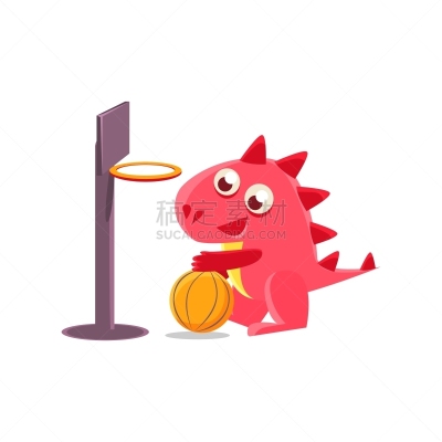 红色,龙,篮球运动,可爱的,运动竞赛,黄色,篮子,幻想,图像,收集