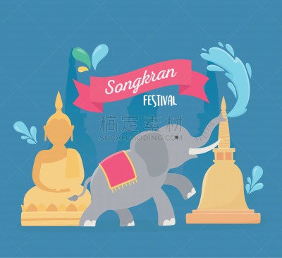 songkran festival traditonal buddha elephant