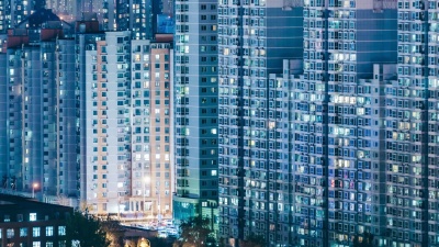 T/L MS RL PAN城市住宅区夜间/北京，中国