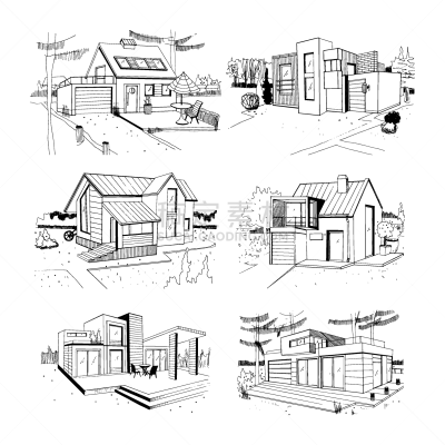 居住区,小别墅,手,二等兵,极简构图,创造力,公寓,商务,绘制,收集