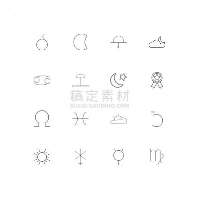 轮廓,直的,星座,计算机图标,图像,双鱼座,矢量,标志,室女座,日落
