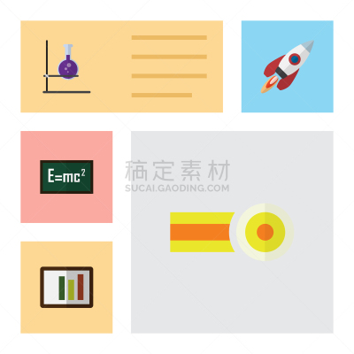 理论设计标签,化学制品,图表,平坦的,图标,太空交通工具,导弹,天文学,学习