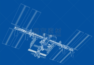 太空船,轮廓,矢量,未来,空间站,几何形状,蓝图,技术,火箭,车站
